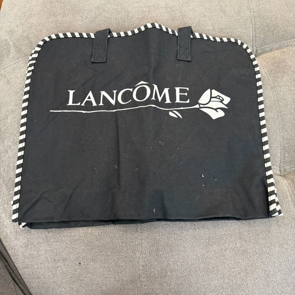 Lancome - Vintage - Tote Bag Black Rose with Black and White Border
